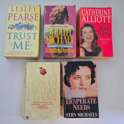 Alona.com.au 5 x Romance Fiction Novel Library Books Mixed Authors Paperback Bundle Lot