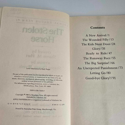 Alona.com.au Animal Rescue Farm #1 The Stolen Horse by Sharon M. Hart, Paperback 1988