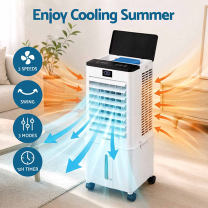 Alona.com.au Appliances > Air Conditioners > Evaporative Coolers Devanti 8L 3-in-1 Evaporative Air Cooler 4 Ice Packs Remote Control 3 Speed