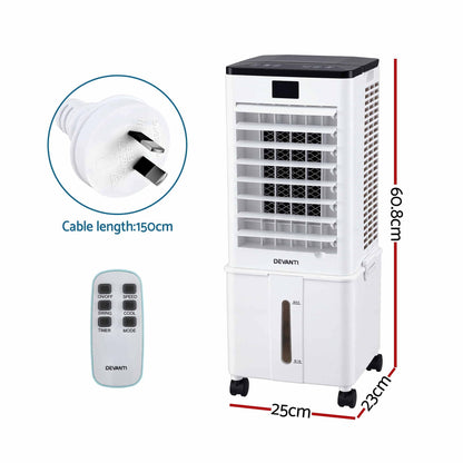 Alona.com.au Appliances > Air Conditioners > Evaporative Coolers Devanti 8L 3-in-1 Evaporative Air Cooler 4 Ice Packs Remote Control 3 Speed