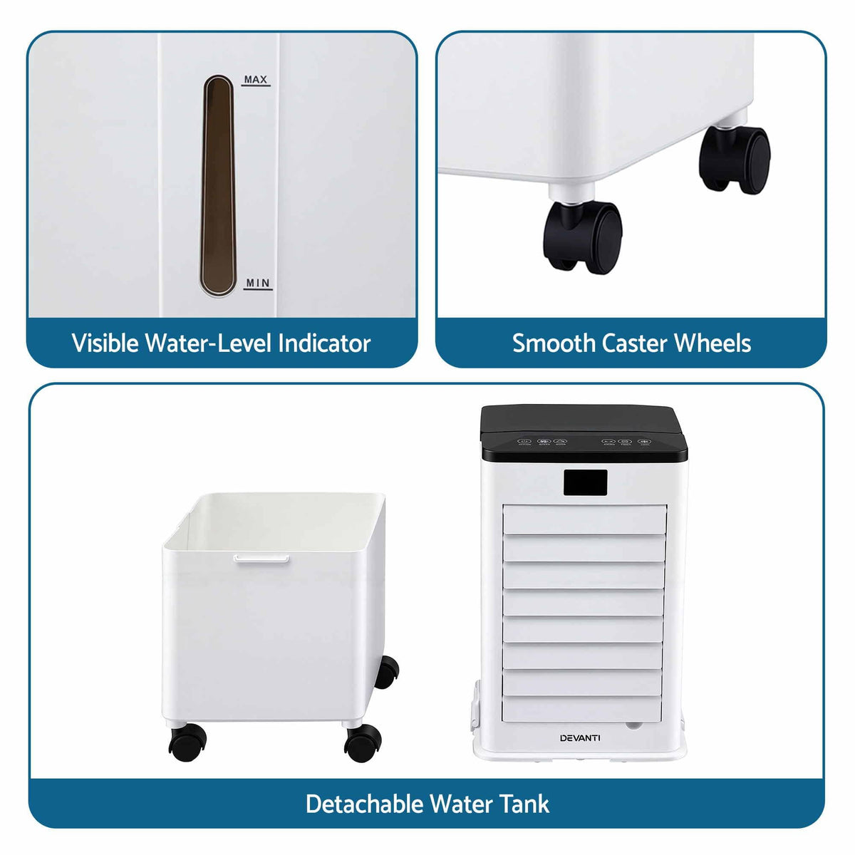 Alona.com.au Appliances > Air Conditioners > Evaporative Coolers Devanti 8L 3-in-1 Evaporative Air Cooler 4 Ice Packs Remote Control 3 Speed