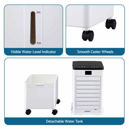 Alona.com.au Appliances > Air Conditioners > Evaporative Coolers Devanti 8L 3-in-1 Evaporative Air Cooler 4 Ice Packs Remote Control 3 Speed