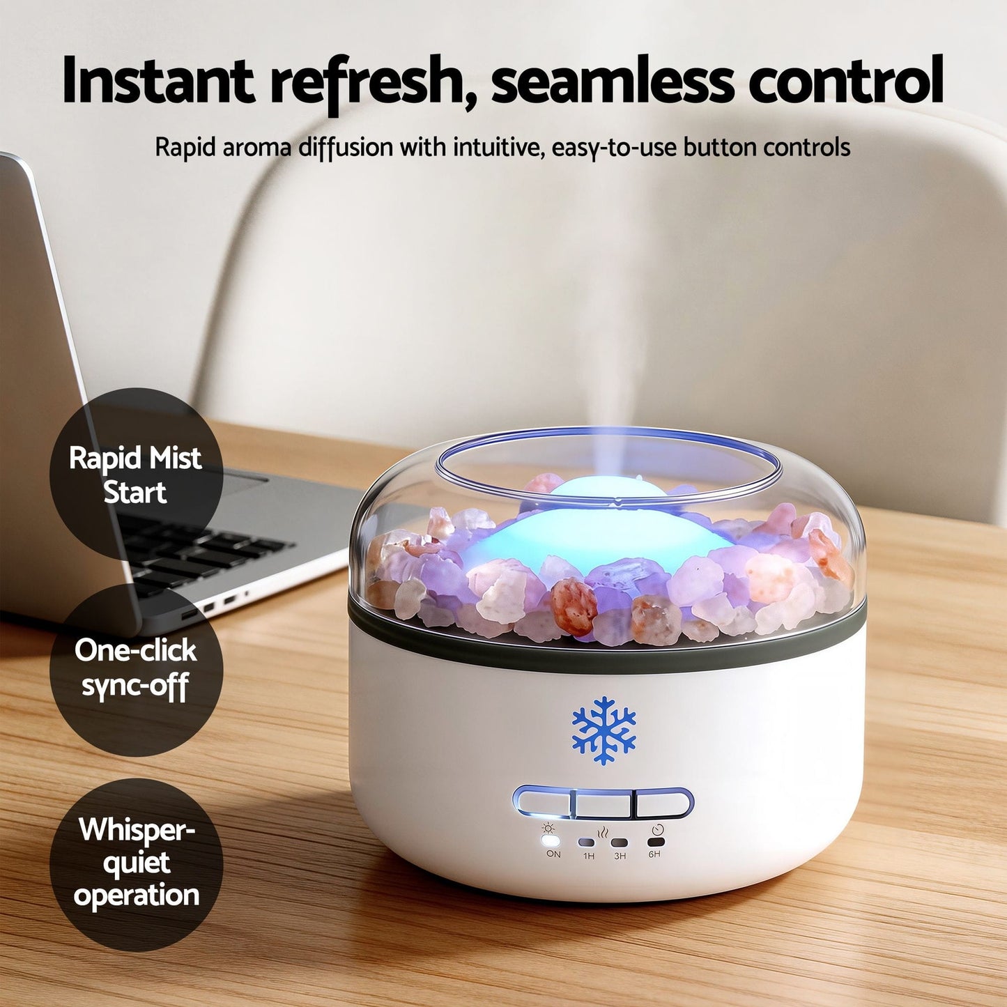 Alona.com.au Appliances > Aroma Diffusers & Humidifiers > Aroma Diffusers Devanti 150ml Salt Lamp Aroma Diffuser Ultrasonic Humidifier Purifier 7 LED Colors