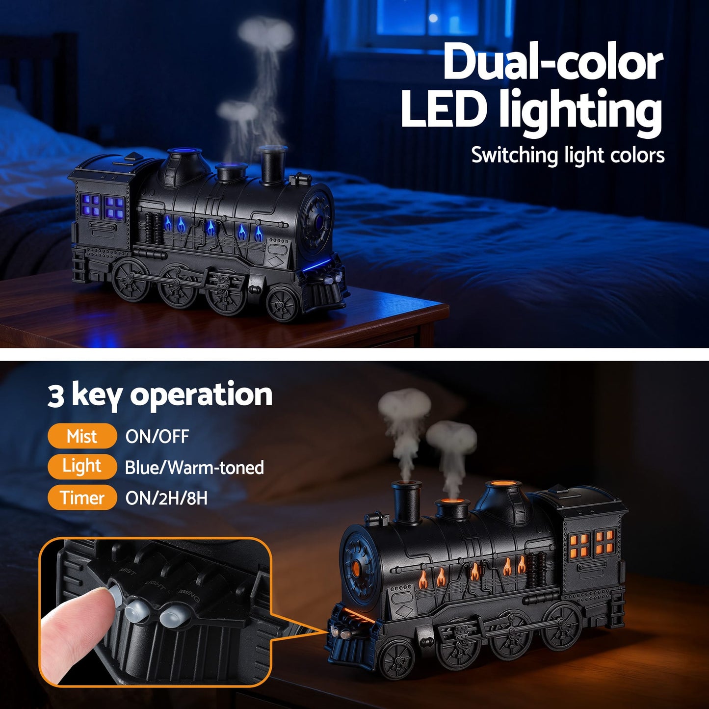 Alona.com.au Appliances > Aroma Diffusers & Humidifiers > Aroma Diffusers Devanti Train Aroma Diffuser Essential Oil Humidifier 300ml Smoke Ring LED Timer