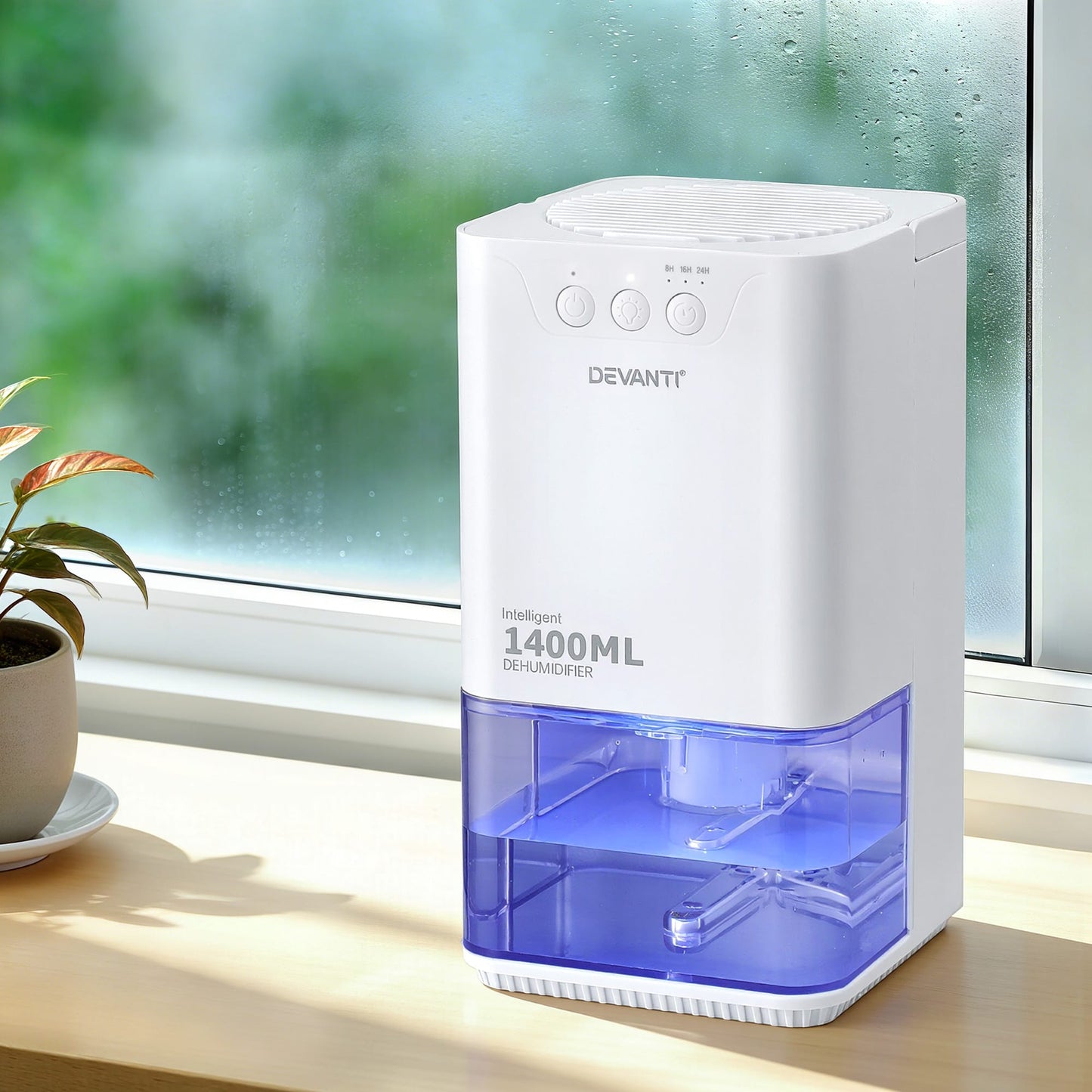 Alona.com.au Appliances > Aroma Diffusers & Humidifiers > Dehumidifiers Devanti 1400ML Portable Dehumidifier Quiet Sleep Mode Timer Auto Off Bedroom White