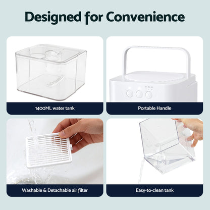 Alona.com.au Appliances > Aroma Diffusers & Humidifiers > Dehumidifiers Devanti 1400ML Portable Dehumidifier Quiet Sleep Mode Timer Auto Off Bedroom White
