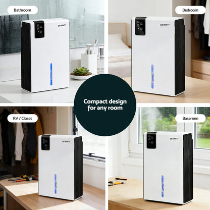 Alona.com.au Appliances > Aroma Diffusers & Humidifiers > Dehumidifiers DEVANTI 2000ml Portable Dehumidifier Moisture Absorber Home Bedroom Quiet Remote