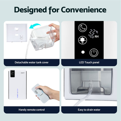 Alona.com.au Appliances > Aroma Diffusers & Humidifiers > Dehumidifiers DEVANTI 2000ml Portable Dehumidifier Moisture Absorber Home Bedroom Quiet Remote