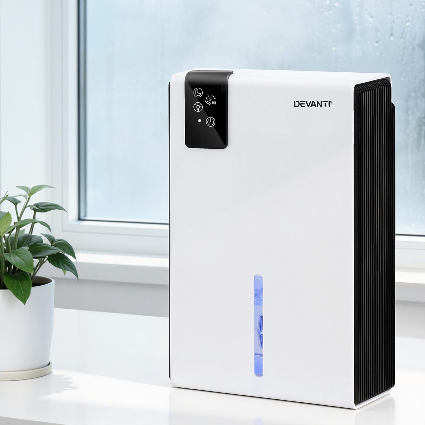 Alona.com.au Appliances > Aroma Diffusers & Humidifiers > Dehumidifiers DEVANTI 2000ml Portable Dehumidifier Moisture Absorber Home Bedroom Quiet Remote