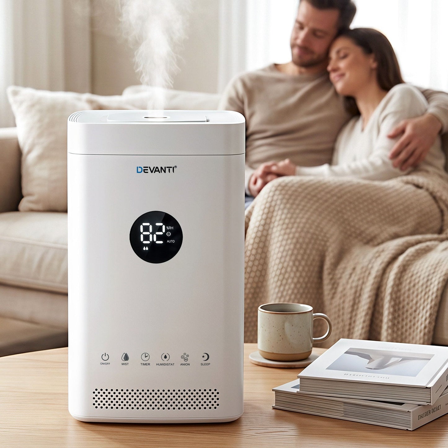 Alona.com.au Appliances > Aroma Diffusers & Humidifiers > Humidifiers Devanti Ultrasonic Humidifier Air Purifier Top Fill Auto Humidity 3.5L White