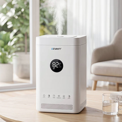 Alona.com.au Appliances > Aroma Diffusers & Humidifiers > Humidifiers Devanti Ultrasonic Humidifier Air Purifier Top Fill Auto Humidity 3.5L White