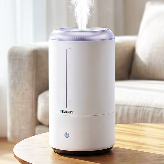 Alona.com.au Appliances > Aroma Diffusers & Humidifiers > Humidifiers Devanti Ultrasonic Humidifier Aroma Diffuser Top Fill Quiet Bedroom 4L White