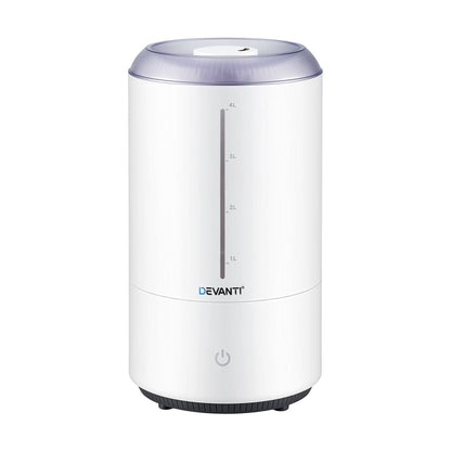 Alona.com.au Appliances > Aroma Diffusers & Humidifiers > Humidifiers Devanti Ultrasonic Humidifier Aroma Diffuser Top Fill Quiet Bedroom 4L White