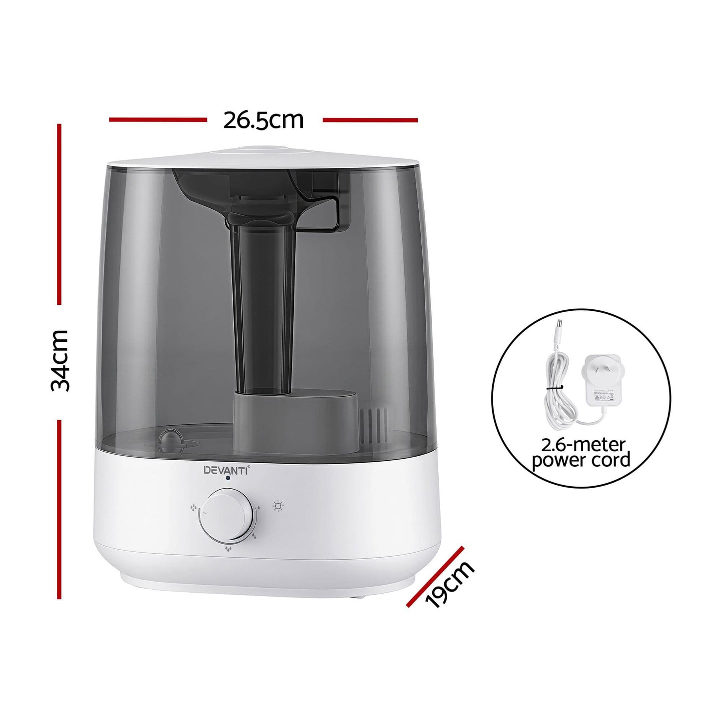 Alona.com.au Appliances > Aroma Diffusers & Humidifiers > Humidifiers Devanti Ultrasonic Humidifier Aroma Diffuser Top Fill Quiet Bedroom 6L