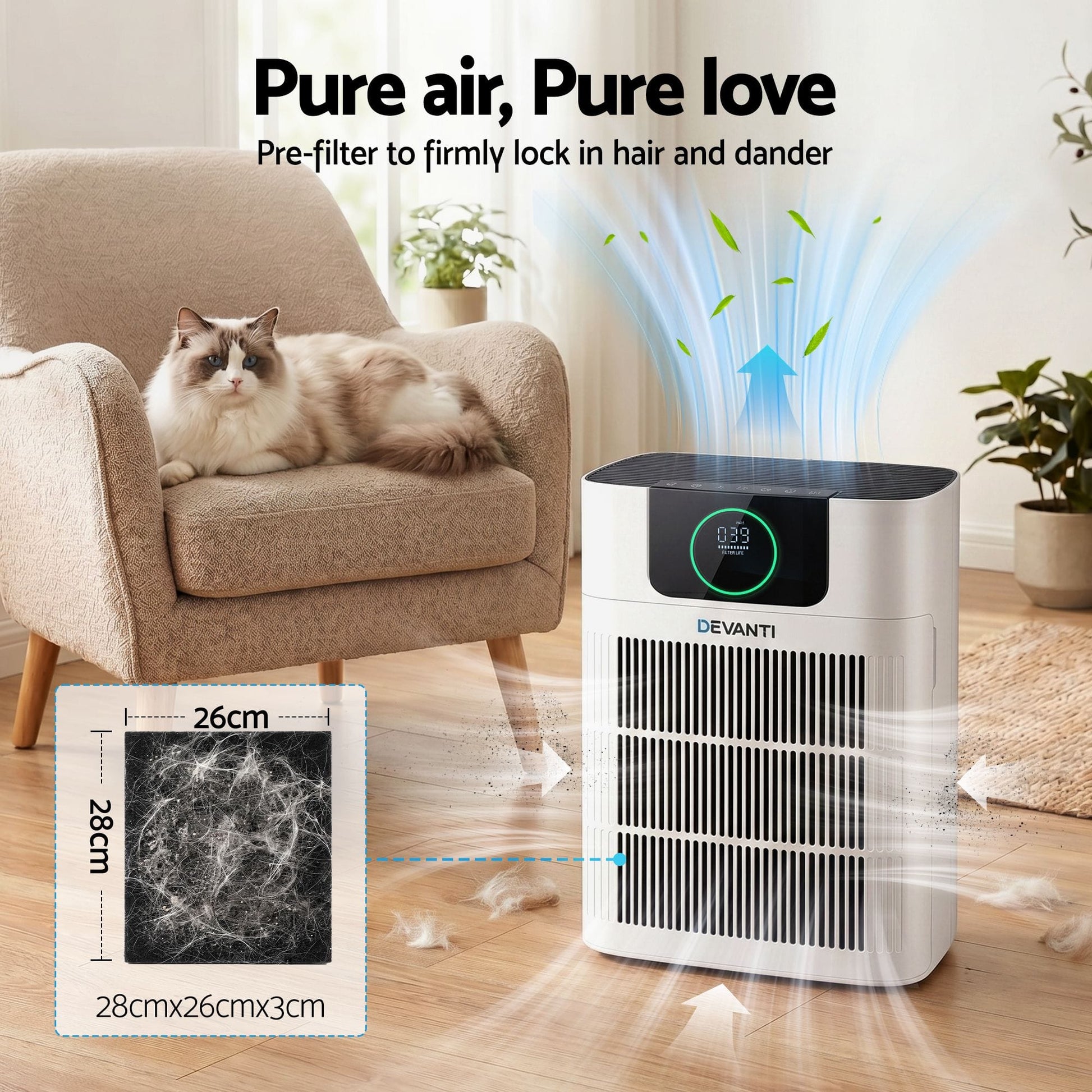 Alona.com.au Appliances > Aroma Diffusers & Humidifiers > Purifiers Devanti Air Purifier Filter Replacement H12 HEPA 2 Pack Dual Intake