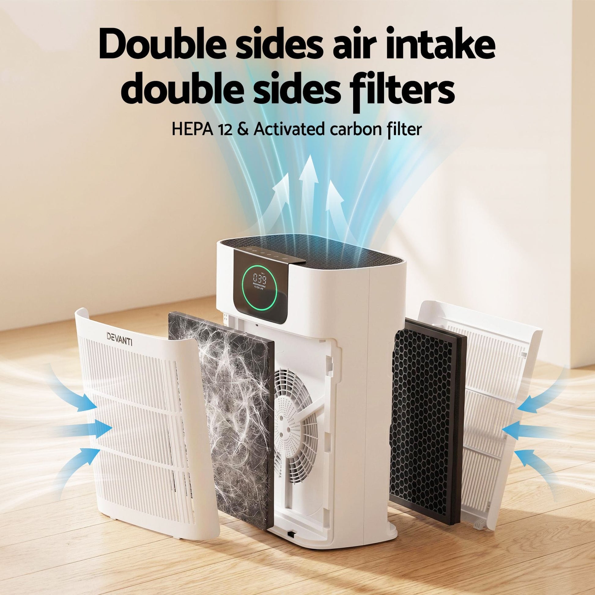 Alona.com.au Appliances > Aroma Diffusers & Humidifiers > Purifiers Devanti Air Purifier Filter Replacement H12 HEPA 2 Pack Dual Intake