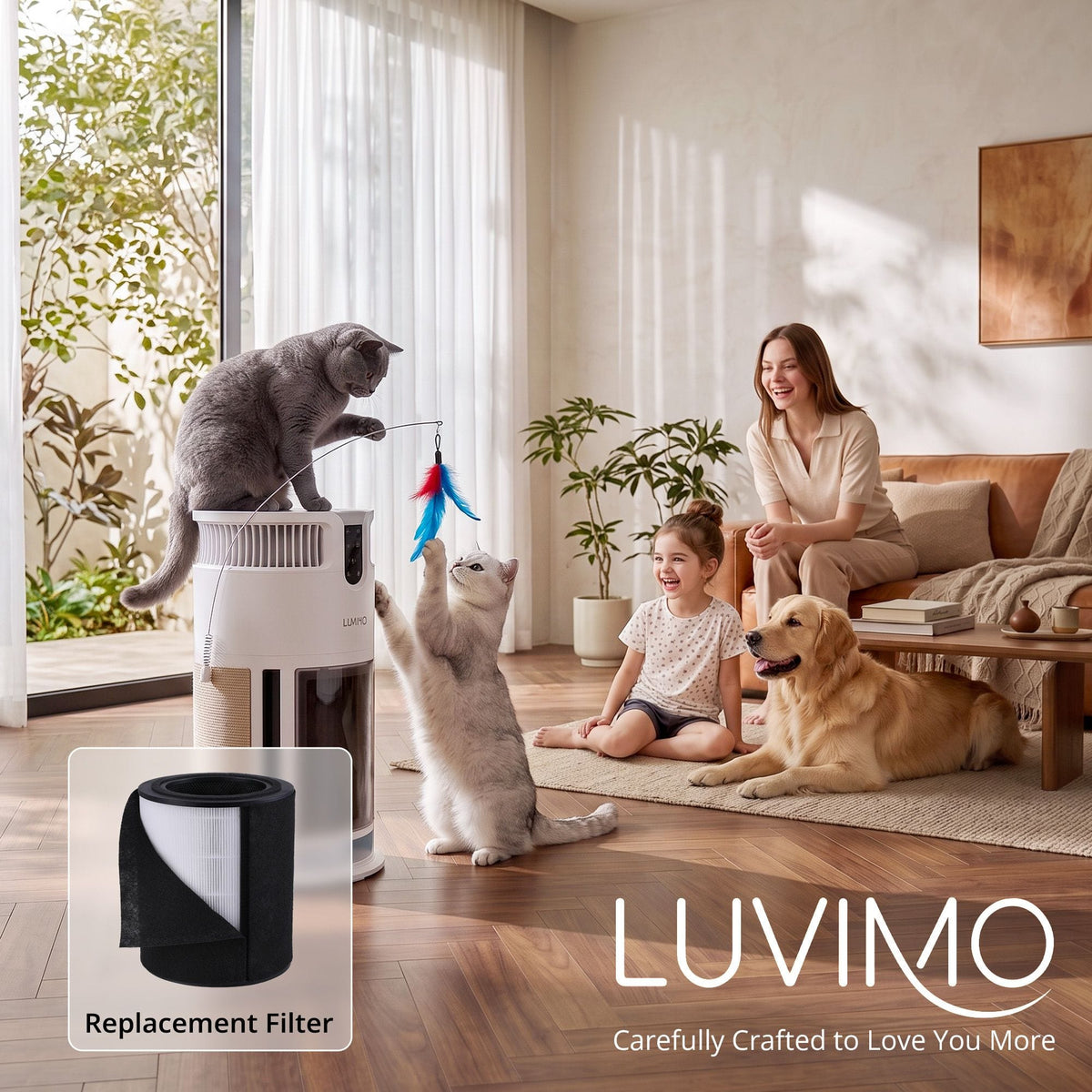 Alona.com.au Appliances > Aroma Diffusers & Humidifiers > Purifiers LUVIMO Pet Air Purifier Replacement Filter H13 HEPA w/ Activated Carbon Washable Pre-filter