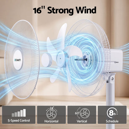 Alona.com.au Appliances > Fans > Portable Fans DEVANTI 16" 5-in-1 Rechargeable Fan for Pedestal Table Floor Wall Ceiling