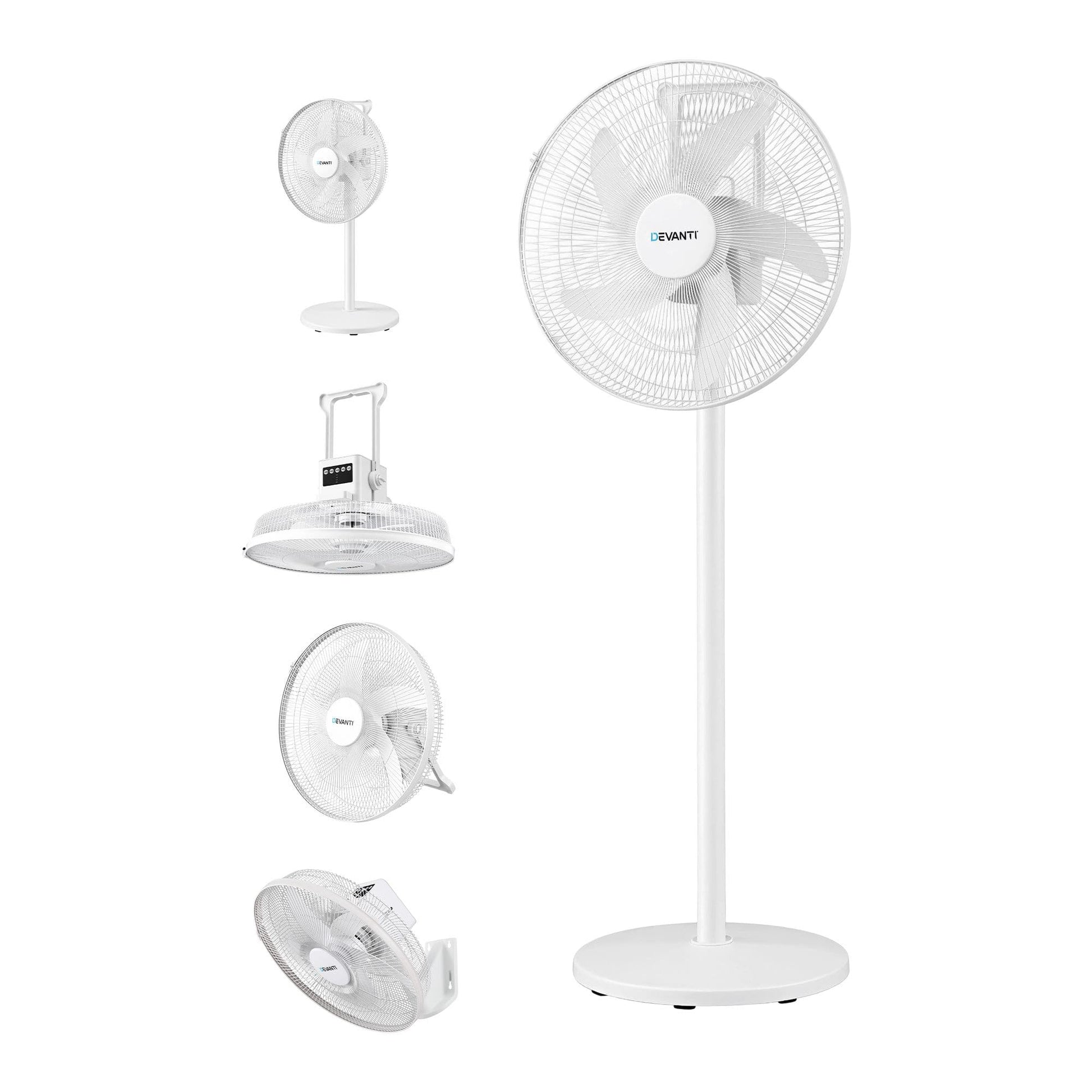 Alona.com.au Appliances > Fans > Portable Fans DEVANTI 16" 5-in-1 Rechargeable Fan for Pedestal Table Floor Wall Ceiling