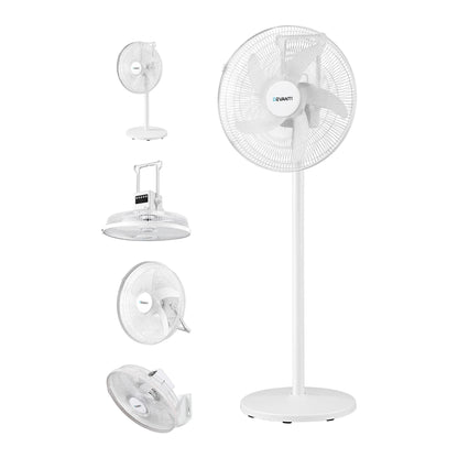 Alona.com.au Appliances > Fans > Portable Fans DEVANTI 16" 5-in-1 Rechargeable Fan for Pedestal Table Floor Wall Ceiling