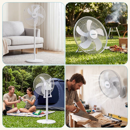 Alona.com.au Appliances > Fans > Portable Fans DEVANTI 16" 5-in-1 Rechargeable Fan for Pedestal Table Floor Wall Ceiling