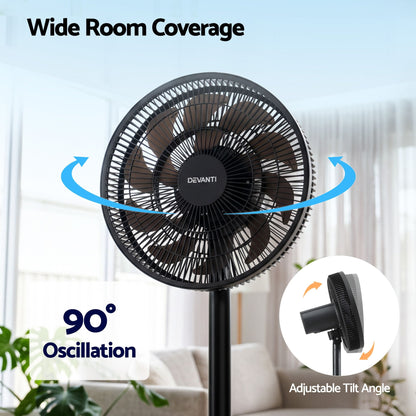 Alona.com.au Appliances > Fans > Portable Fans Devanti Pedestal Fan with Remote, 7 Speeds 3 Heights DC Motor, Black