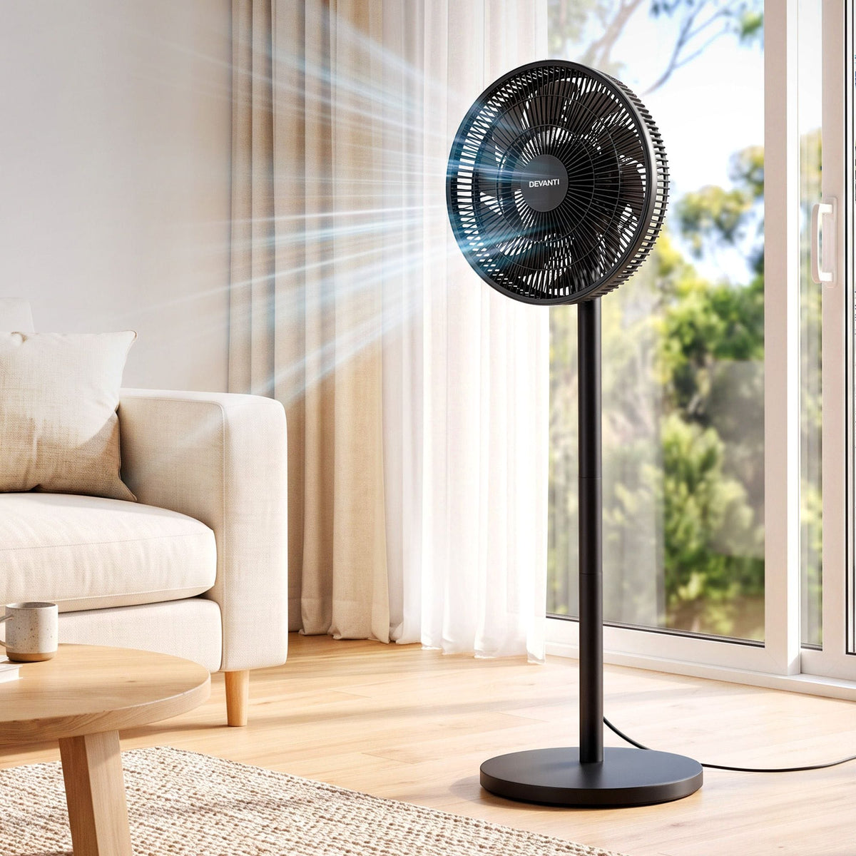 Alona.com.au Appliances > Fans > Portable Fans Devanti Pedestal Fan with Remote, 7 Speeds 3 Heights DC Motor, Black