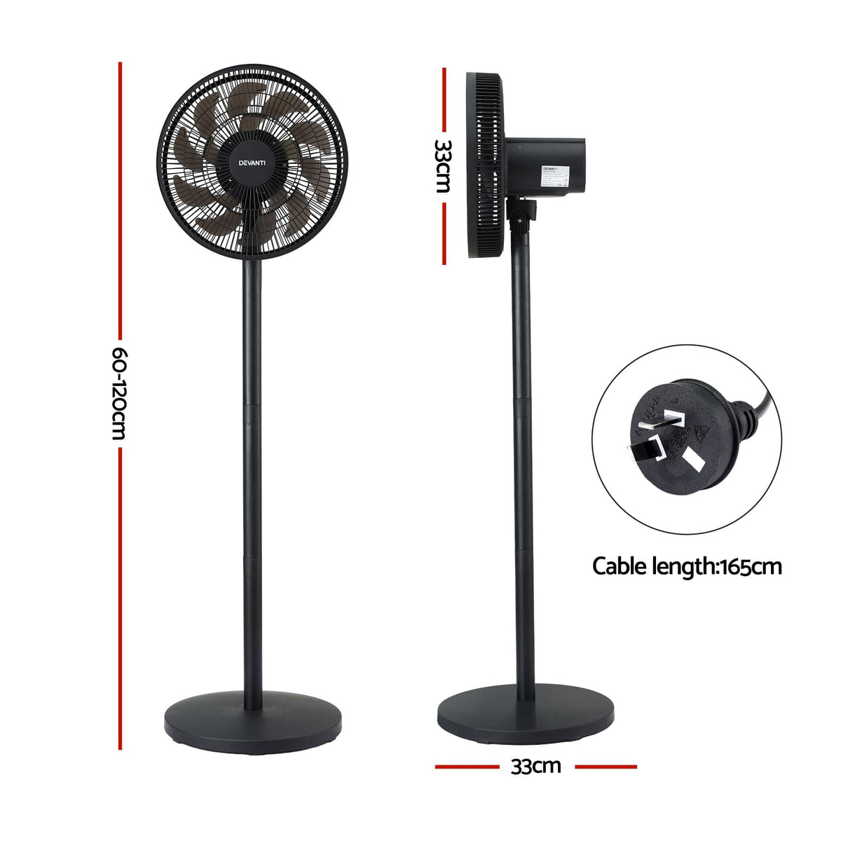 Alona.com.au Appliances > Fans > Portable Fans Devanti Pedestal Fan with Remote, 7 Speeds 3 Heights DC Motor, Black