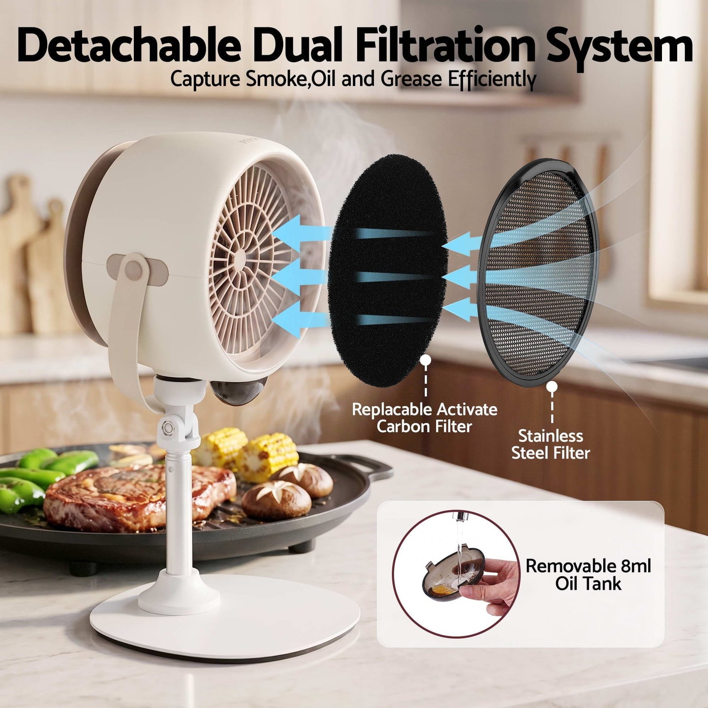 Alona.com.au Appliances > Fans > Portable Fans Devanti Portable Range Hood 5-Speed Rechargeable Desktop Extractor Fan BBQ