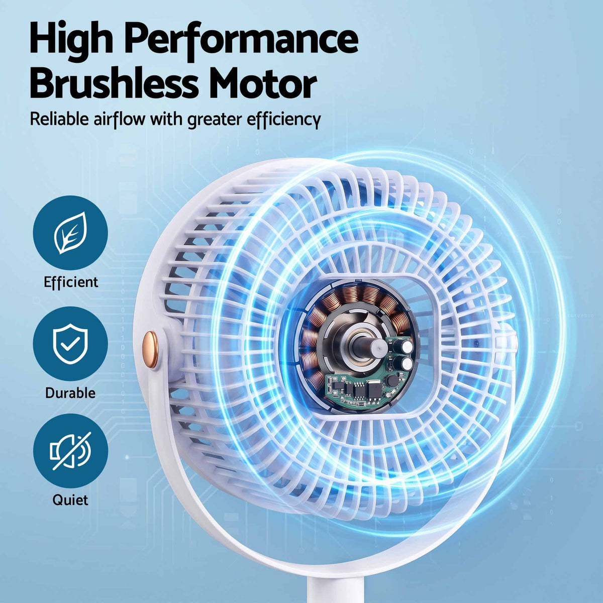Alona.com.au Appliances > Fans > Portable Fans Devanti Rechargeable Pedestal Fan, 4000mAh Battery 5 Speed 4 Height, White