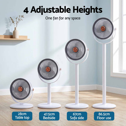 Alona.com.au Appliances > Fans > Portable Fans Devanti Rechargeable Pedestal Fan, 4000mAh Battery 5 Speed 4 Height, White