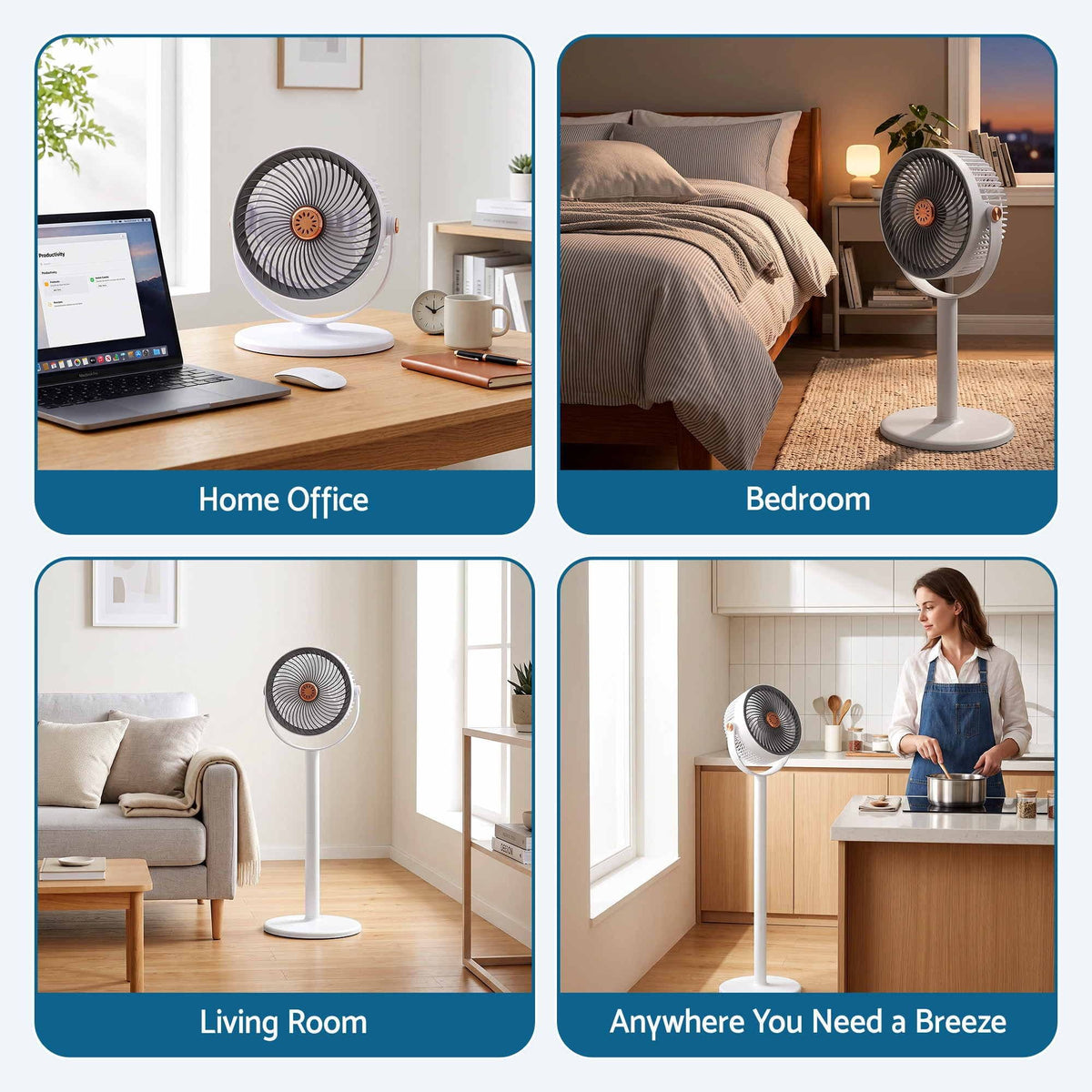 Alona.com.au Appliances > Fans > Portable Fans Devanti Rechargeable Pedestal Fan, 4000mAh Battery 5 Speed 4 Height, White