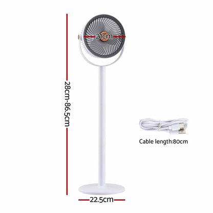Alona.com.au Appliances > Fans > Portable Fans Devanti Rechargeable Pedestal Fan, 4000mAh Battery 5 Speed 4 Height, White