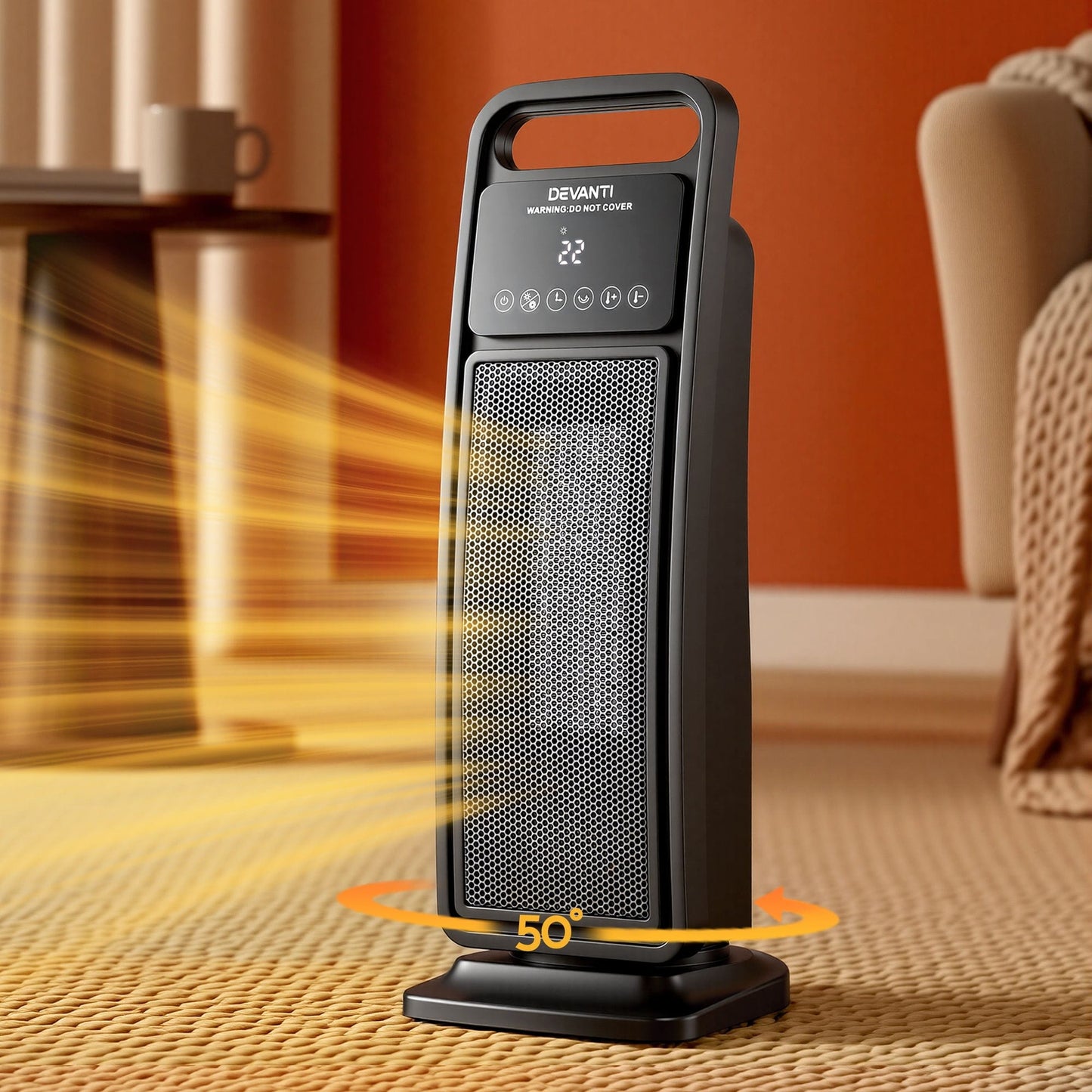Alona.com.au Appliances > Heaters > Electric Heaters Devanti 2000W Ceramic Tower Heater Space Heaters Indoor Oscillating Black