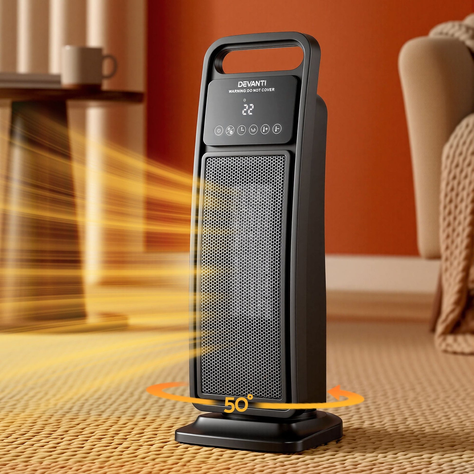 Alona.com.au Appliances > Heaters > Electric Heaters Devanti 2000W Ceramic Tower Heater Space Heaters Indoor Oscillating Black
