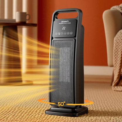 Alona.com.au Appliances > Heaters > Electric Heaters Devanti 2000W Ceramic Tower Heater Space Heaters Indoor Oscillating Black