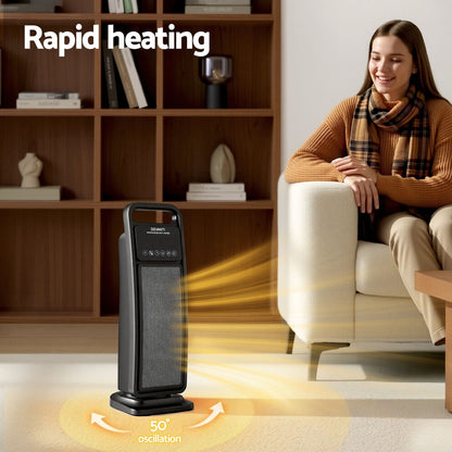 Alona.com.au Appliances > Heaters > Electric Heaters Devanti 2000W Ceramic Tower Heater Space Heaters Indoor Oscillating Black