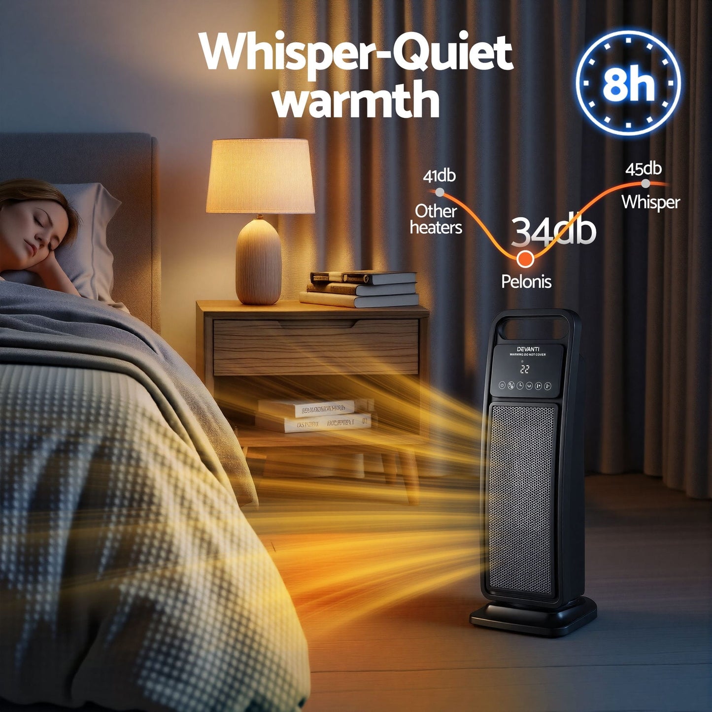 Alona.com.au Appliances > Heaters > Electric Heaters Devanti 2000W Ceramic Tower Heater Space Heaters Indoor Oscillating Black