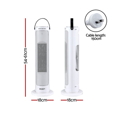 Alona.com.au Appliances > Heaters > Electric Heaters Devanti 2000W Ceramic Tower Heater Space Heaters Oscillating Indoor White