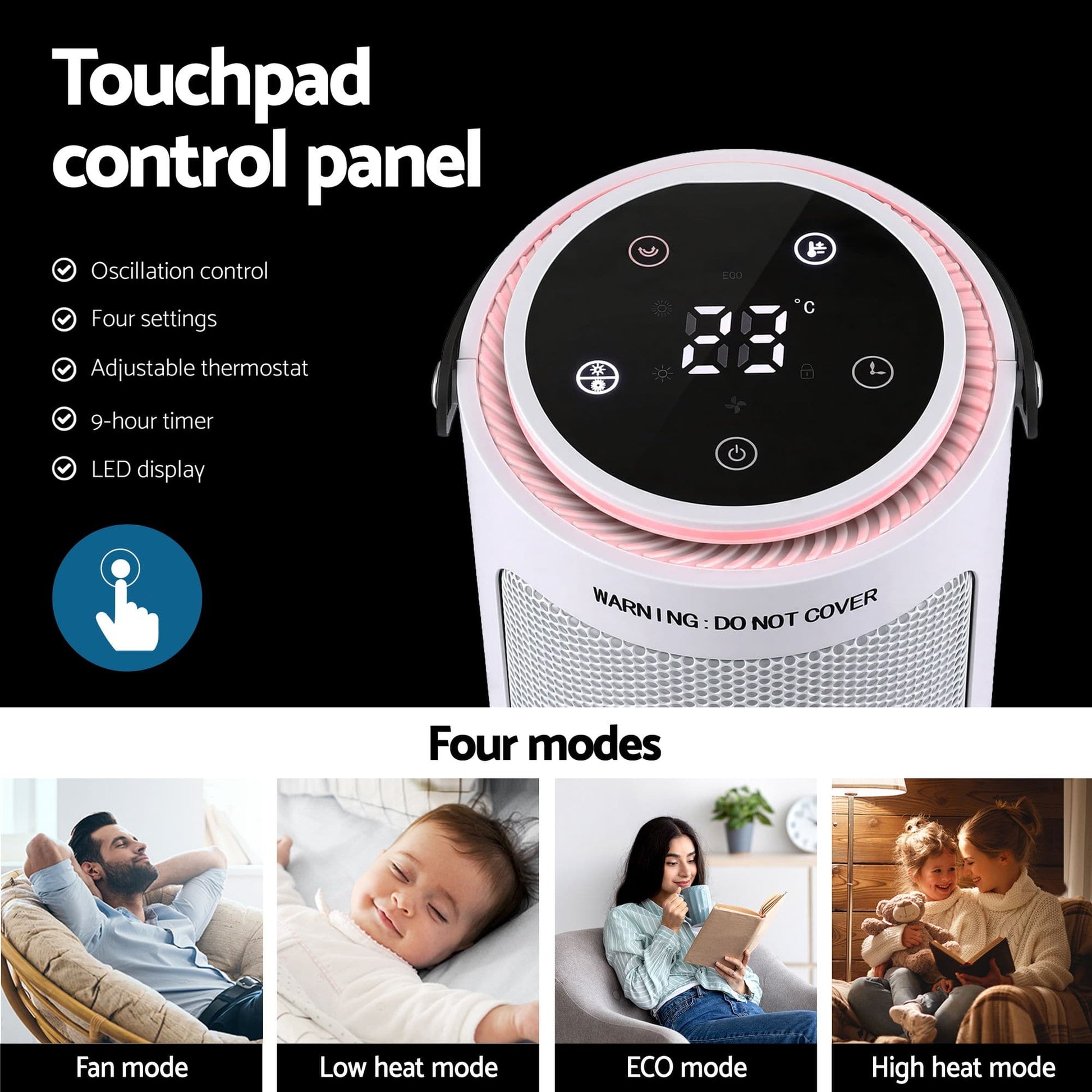 Alona.com.au Appliances > Heaters > Electric Heaters Devanti 2000W Ceramic Tower Heater Space Heaters Oscillating Indoor White