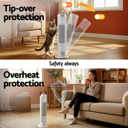 Alona.com.au Appliances > Heaters > Electric Heaters Devanti 2000W Ceramic Tower Heater Space Heaters Oscillating Indoor White