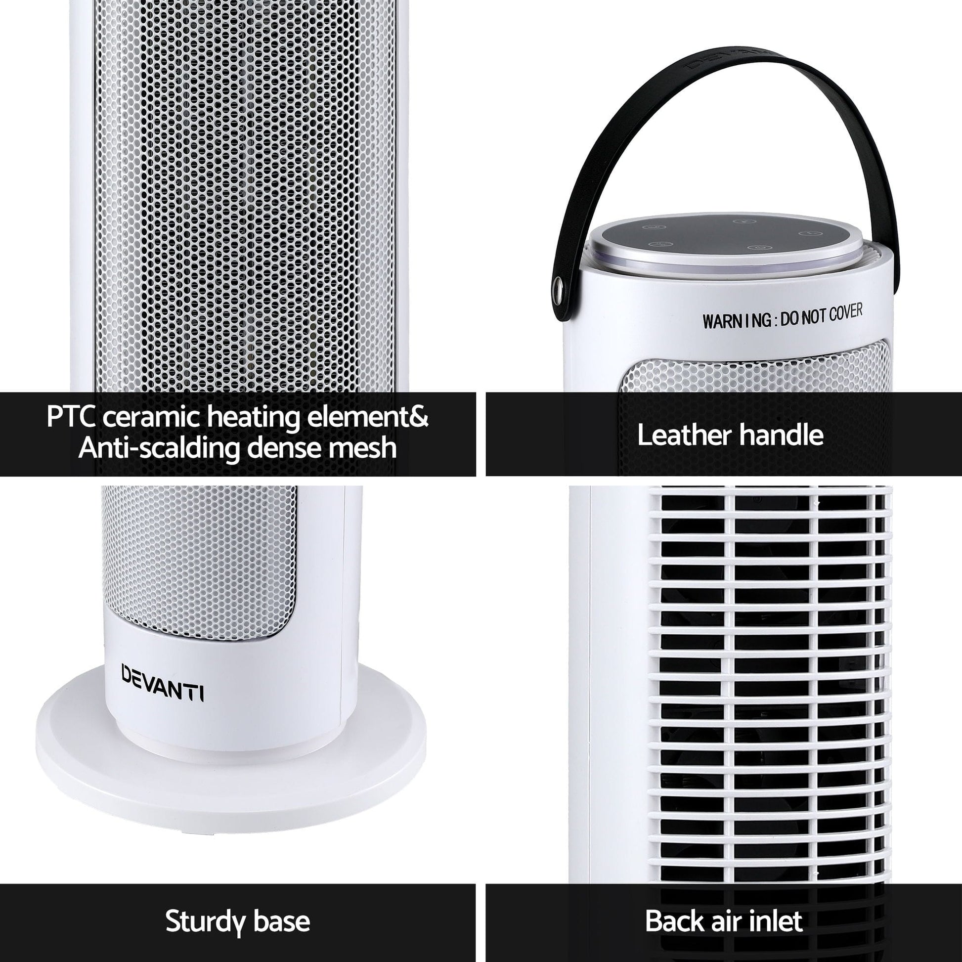 Alona.com.au Appliances > Heaters > Electric Heaters Devanti 2000W Ceramic Tower Heater Space Heaters Oscillating Indoor White