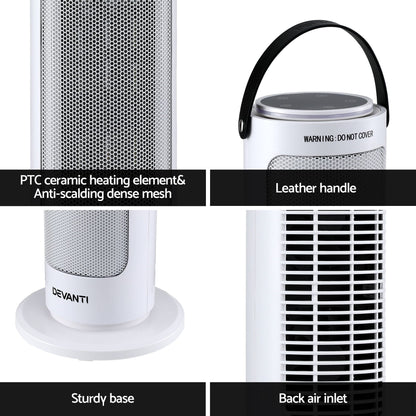 Alona.com.au Appliances > Heaters > Electric Heaters Devanti 2000W Ceramic Tower Heater Space Heaters Oscillating Indoor White