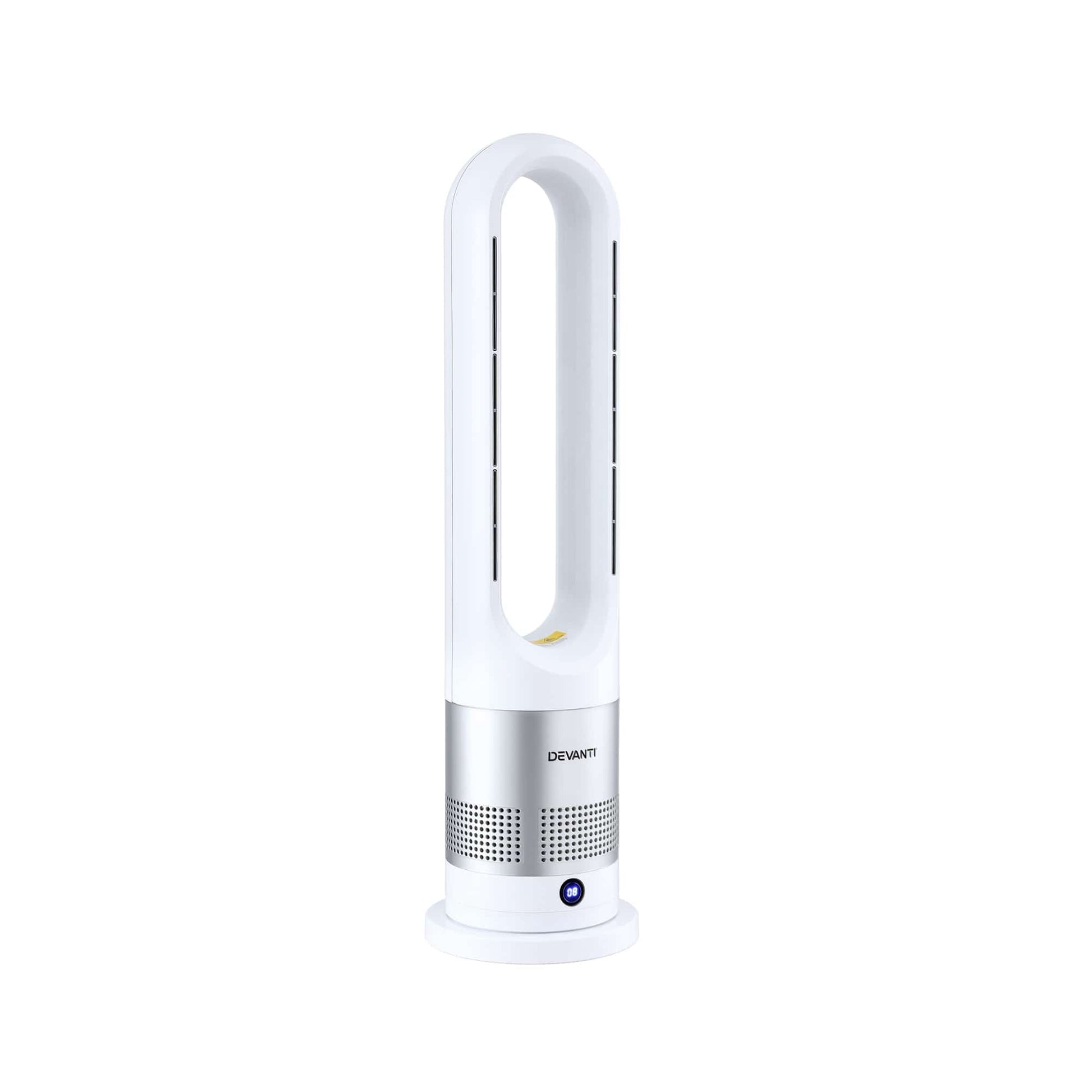 Alona.com.au Appliances > Heaters > Electric Heaters Devanti Bladeless Tower Fan Heater and Cooler 2in1 Portable Oscillation Fan for Bedroom Room Office Use White