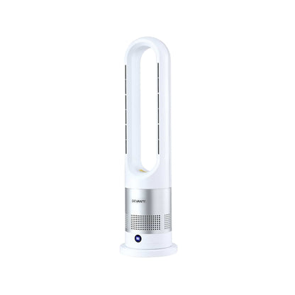 Alona.com.au Appliances > Heaters > Electric Heaters Devanti Bladeless Tower Fan Heater and Cooler 2in1 Portable Oscillation Fan for Bedroom Room Office Use White