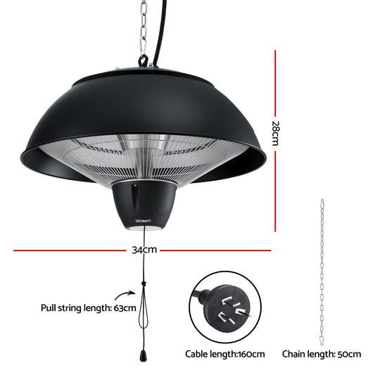 Alona.com.au Appliances > Heaters > Patio Heaters Devanti 1500W Electric Patio Infrared Heater Hanging Heaters Ceiling Mounted Remote