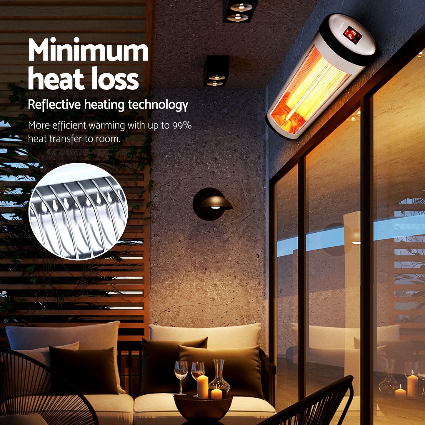 Alona.com.au Appliances > Heaters > Patio Heaters Devanti 2PCS Electric Radiant Strip Heater Indoor Outdoor Patio Remote Control 1500W