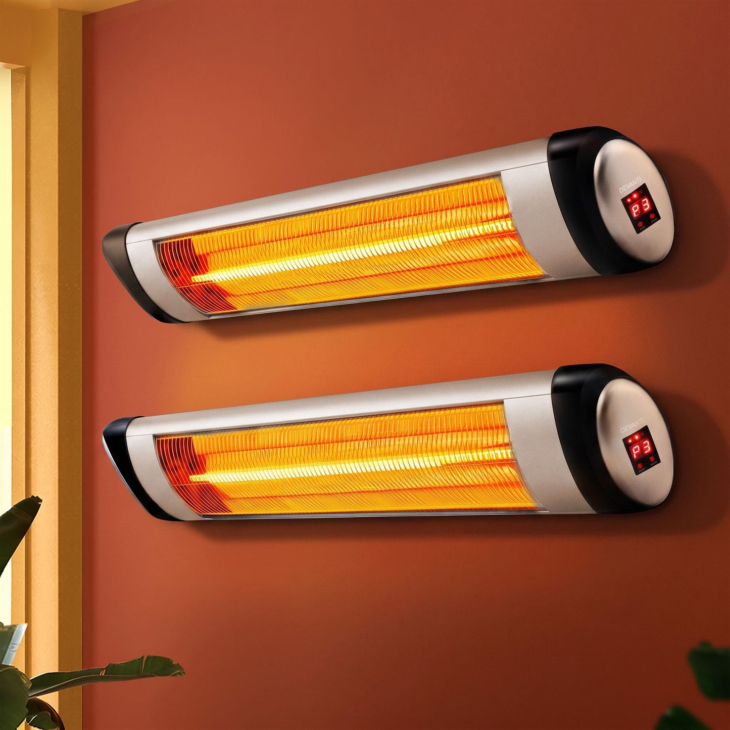 Alona.com.au Appliances > Heaters > Patio Heaters Devanti 2PCS Electric Radiant Strip Heater Indoor Outdoor Patio Remote Control 1500W