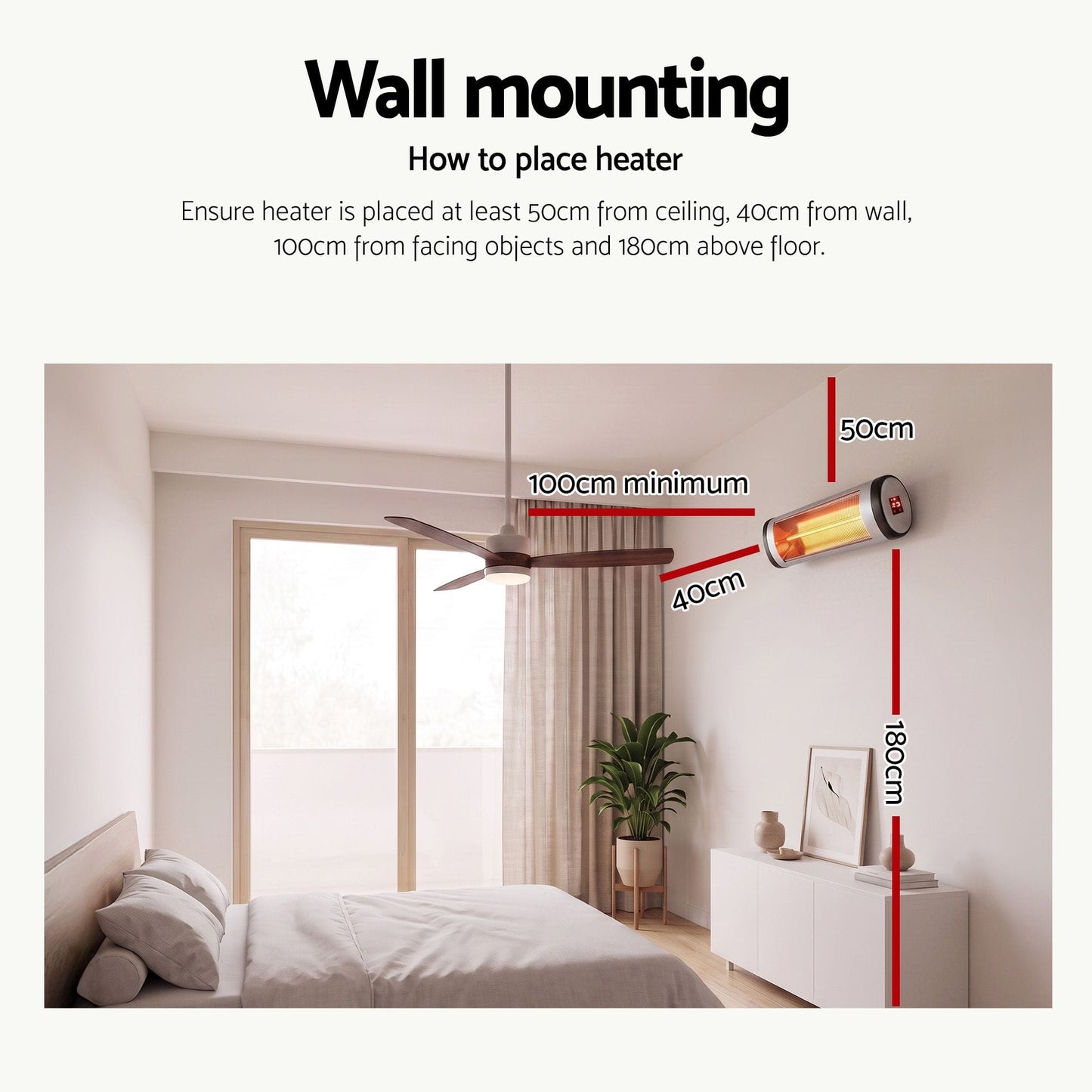 Alona.com.au Appliances > Heaters > Patio Heaters Devanti 2PCS Electric Radiant Strip Heater Indoor Outdoor Patio Remote Control 1500W