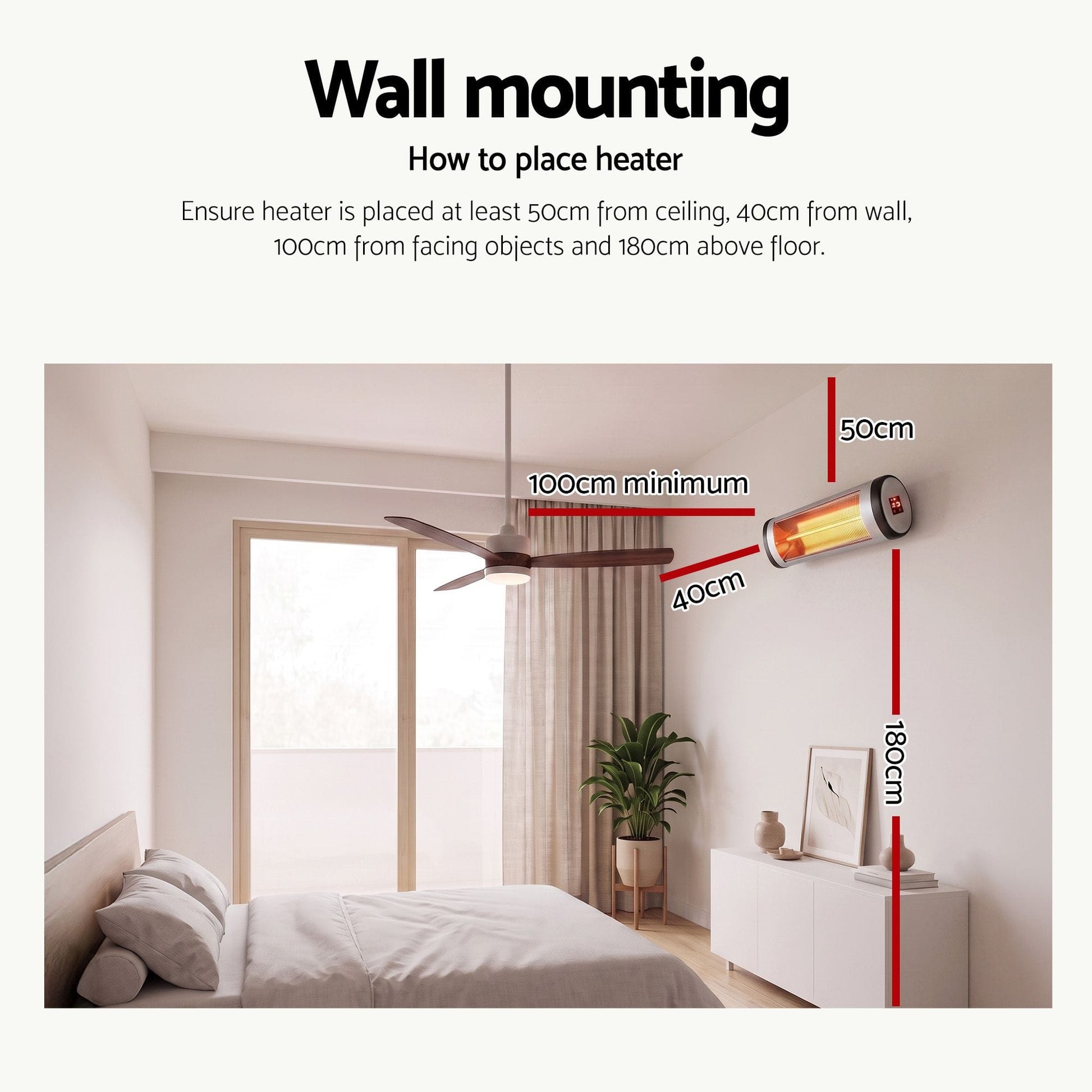 Alona.com.au Appliances > Heaters > Patio Heaters Devanti 2PCS Electric Radiant Strip Heater Outdoor Indoor Patio Infrared Heaters 2000W